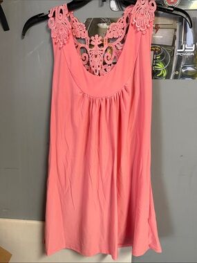 Kiwi Pink Crochet Back Sleeveless Top